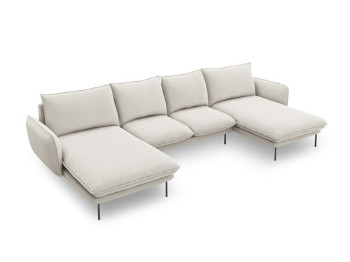 Cosmopolitan Design Panoramische bank Vienna 6-zits, structurele stof, lichtbeige - 170x350x95cm