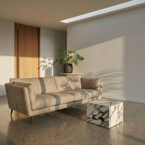 Furnhouse 3-zitsbank Bari - Taupe - Stof - 92x224x84