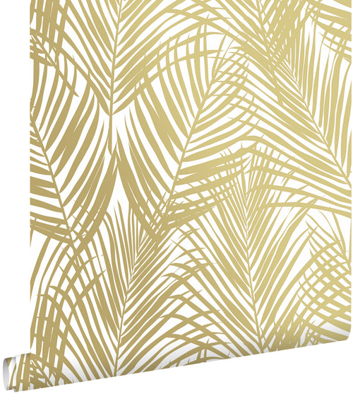 ESTAhome behang palmbladeren goud en wit - 53 cm x 10.05 m - 139301