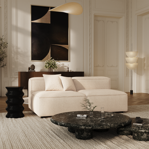 Sia Home - Modulaire bank CUBI - Chenille fluweel - Crème - 180cm