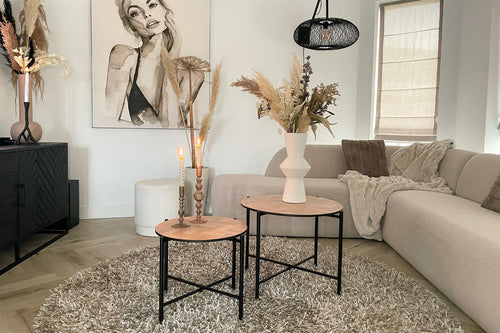 MaximaVida salontafel Copenhagen 62 cm kruisframe zwart - HPL fishbone look - vtwonen shop