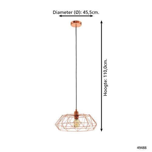 EGLO hanglamp Carlton 2 - e27 - ø 45,5 cm - koper  - vtwonen shop