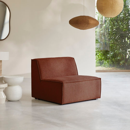 Tikamoon Modulaire fauteuil zonder armleuningen van mahoniebruine stof - Rood