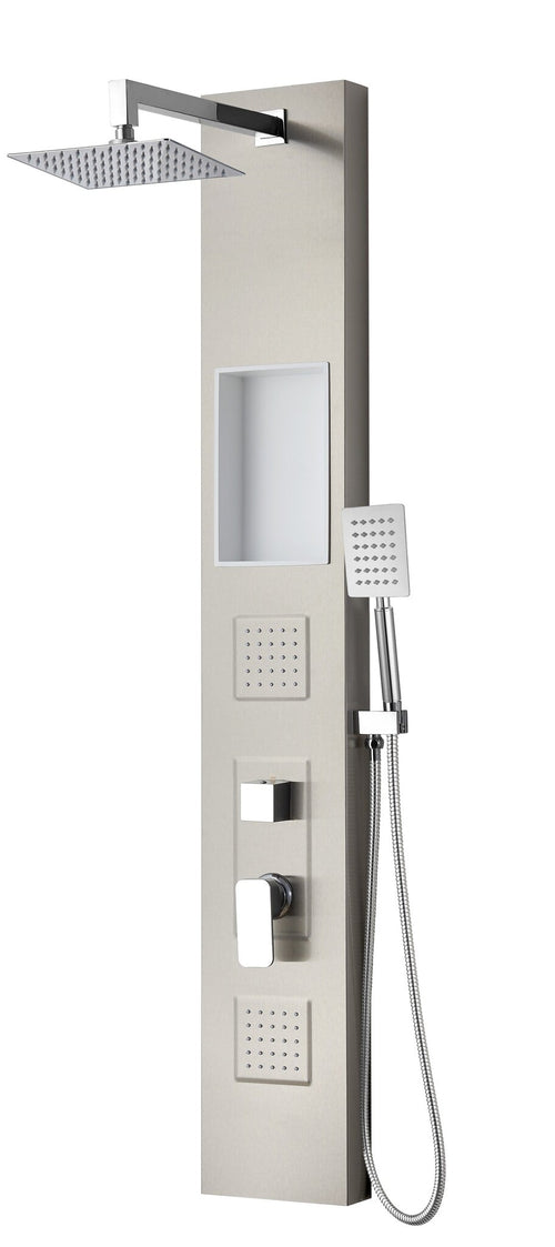 Badplaats Douchepaneel Monterra 140 x 20 cm - Aluminium Doucheset met Mengkraan en Douchekop