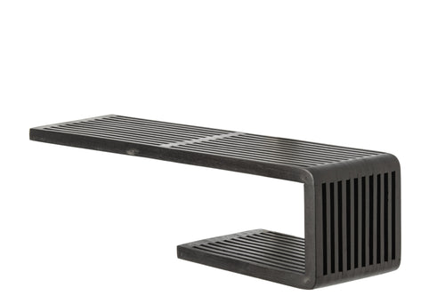 J-Line Wandrek met latten - gerecycled hout - zwart - large