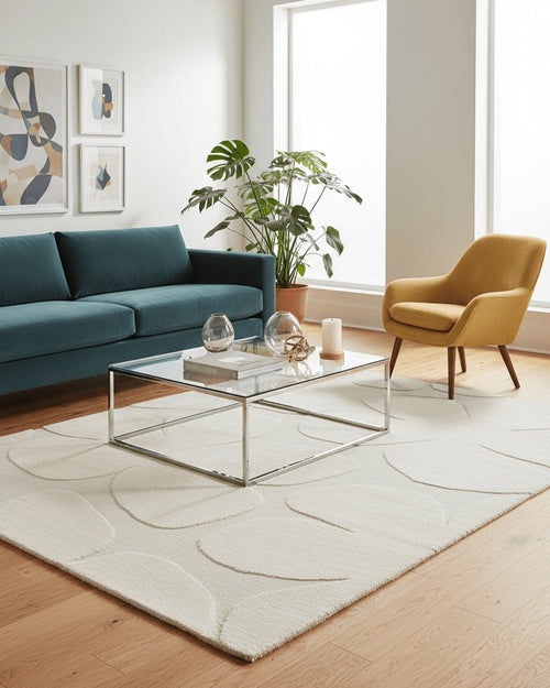 AFK Living vloerkleed Blossom - reliëfeffect - wit - 200x290 cm