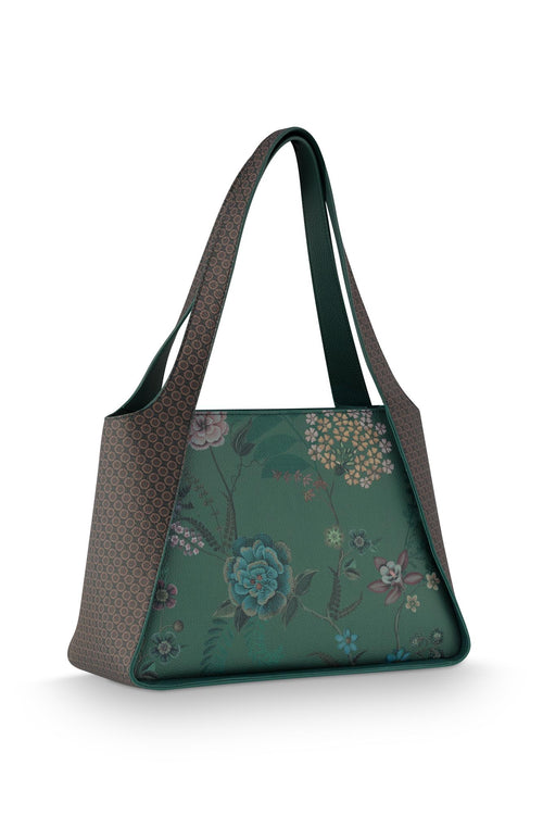Pip Studio Filou Schoudertas Medium Bodhi Flower Dames - Groen - 34x13x23 cm