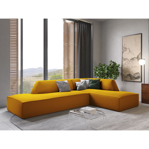 Cosmopolitan Design - Modulaire hoekbank rechts Siena 4-zits, flueel geel - 180x273x69cm