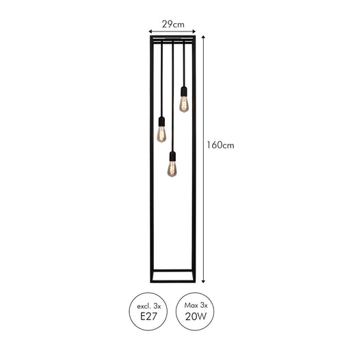 Atmooz vloerlamp Basra - zwart - Ø 29 x H 160 cm - E27