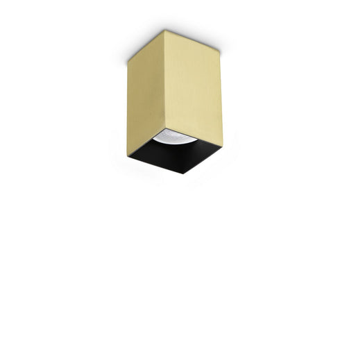 Ideal Lux LOOK 10 cm vierkante opbouwdownlight van messing, 1x GU10 fitting
