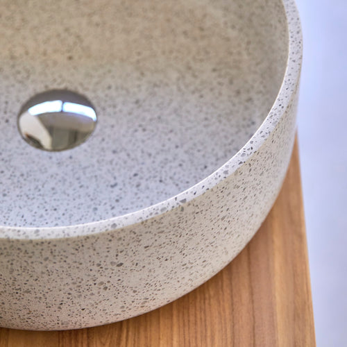Tikamoon Ronde waskom van wit premium terrazzo ∅ 40 cm - Wit