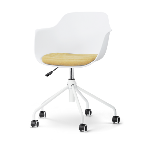 Nolon Nout-Liz eetkamerstoel wit met warm oker zitkussen - wit onderstel