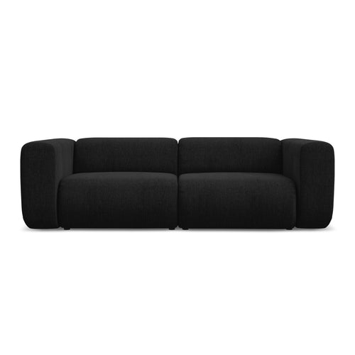 LaMiaSofa 3-zits bank Bari - chenille stof - zwart - 228x89x70