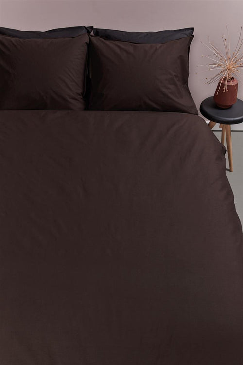 Ambiante Cotton Uni dekbedovertrek - Effen - Tweepersoons - 200x200/220 cm - Bruin