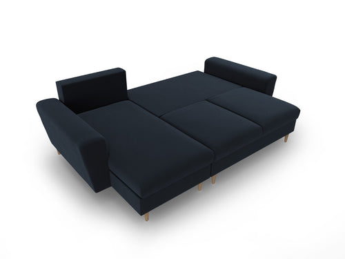 Cosmopolitan Design Omkeerbare converteerbare hoekbank met opbergdoos Kyoto 4-zits, flueel donkerblauw - 145x241x88cm