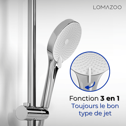 LOMAZOO thermostatische doucheset Cielo - met handdouche - chroom - h.o.h. 12 cm