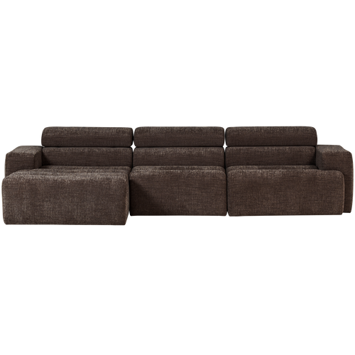 WOOOD chaise longue bank links Novi - Polyester - Donkerbruin Melange - vtwonen shop