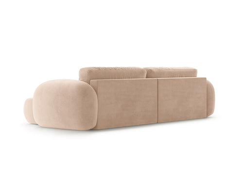 Cosmopolitan Design Omkeerbare converteerbare hoekbank met opbergdoos Tonale 4-zits, flueel beige amandel - 149x262x88cm