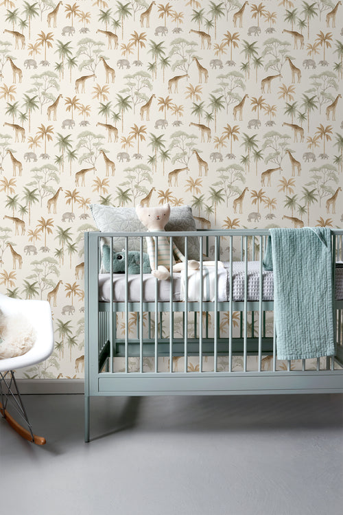 Borastapeter behang jungle dieren warm beige - 53 cm x 10.05 m - 660623 - vtwonen shop
