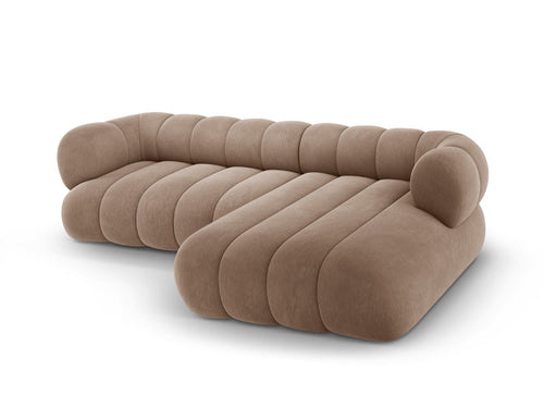 Cosmopolitan Design rechter hoekbank Koge 5-zits, flueel donkerbeige - 165x270x70cm