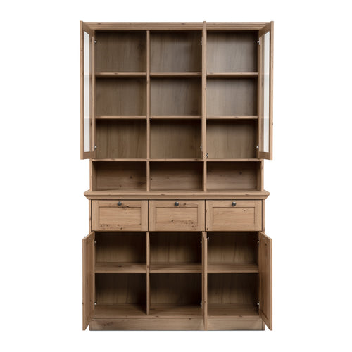 Calicosy - TIMBER Vitrinekast met 6 deuren - Eikenhout - 40x120x200 cm
