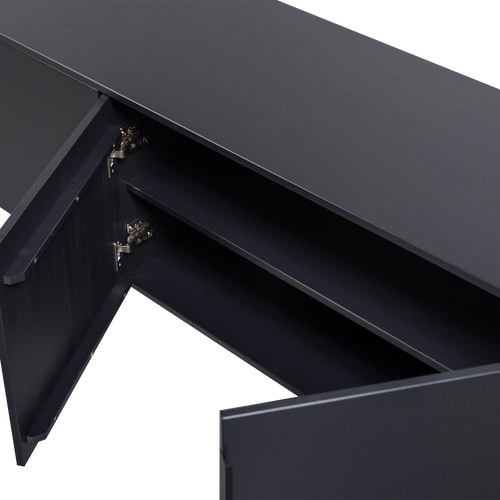 WOOOD tv meubel Gunnar - Grenenhout - Matzwart - 56x200x44