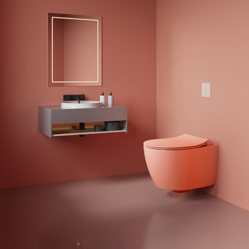 Isvea Wc Toilet Badkamer Hangend Bidet Zalm Roze Inclusief Softclose Toiletbril - vtwonen shop
