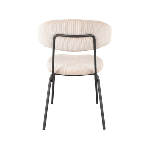 LABEL51 Eetkamerstoel Zack - Naturel Ribstof - Zithoogte 48cm - Set van 2