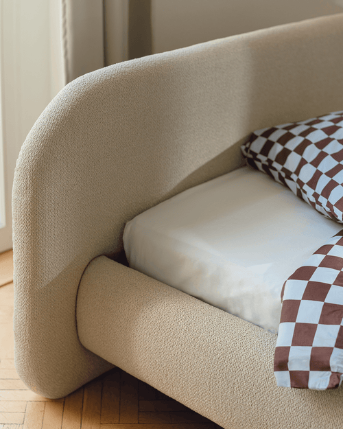 noo.ma Mumo gestoffeerd bed 140x200 Desert Beige Bouclé