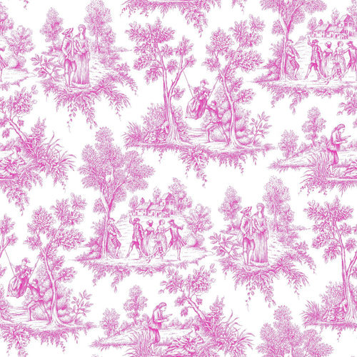 ESTAhome behang toile de jouy print roze - 53 cm x 10.05 m - 136819