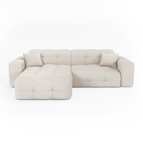 Premium Interiors - Hoekbank links COCOON - bouclé-stof crème 230cm