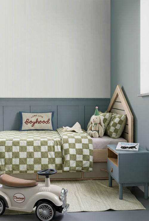 Sanders & Sanders behang strepen vergrijsd olijfgroen en wit - 53 cm x 10 m - 640416
