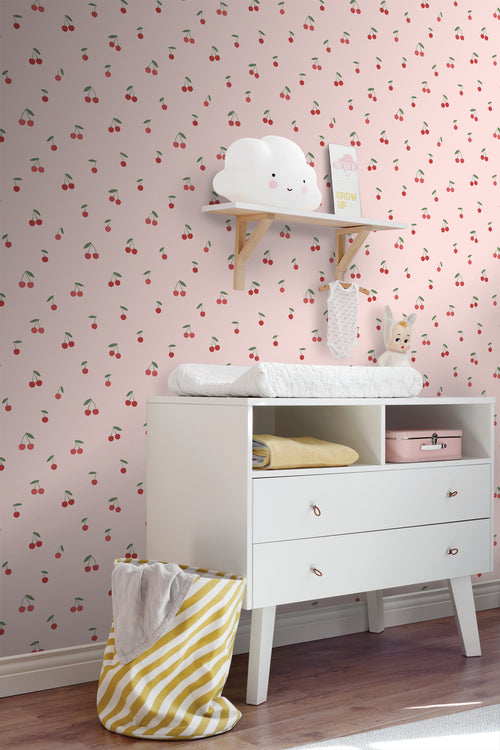 ESTAhome behang kersen roze en rood - 50 x 900 cm - 131651