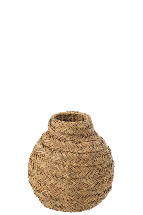 J-Line vaas Gevlochten - zeegras - naturel - small - Ø 30 cm