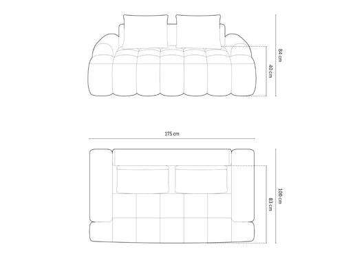 Cosmopolitan Design Bank Linz 2-zits, flueel grijs - 100x175x84cm