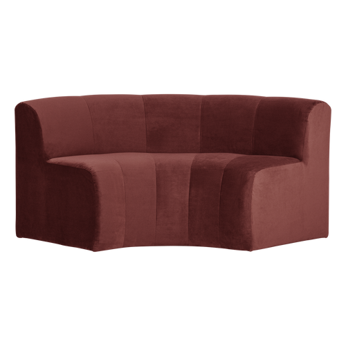 WOOOD eetbank halfronde hoek rug Mojo Base - Velvet - K.bruin - 83x152x76
