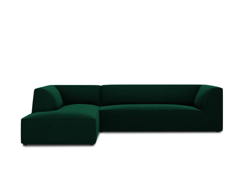 Micadoni linker hoekbank Ruby 4-zits, flueel, flessengroen - 180x273x69cm