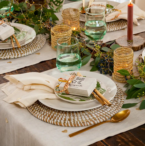 Return to Sender Tafelloper 45 x 145 cm gouden hartjes- 100% linnen - vtwonen shop