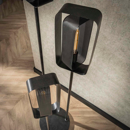 Giga Meubel Vloerlamp Rotate Mesh - Zwart Metaal - 3-Lichts - 170x42x42cm - vtwonen shop