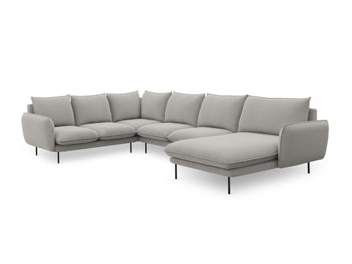 Cosmopolitan Design Panoramische hoekbank links Vienna 7-zits, structurele stof, lichtgrijs - 235x330x95cm