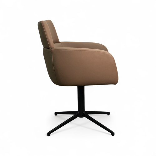 Furnhouse eetkamerstoelen armleuning Marco - Taupe - Leer - Set van 4