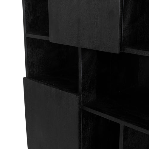 Giga Meubel Wandkast Nala - Mangohout - Zwart - Incl. Lades - 120x40x200cm - vtwonen shop