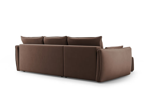Cosmopolitan Design Converteerbare hoekbank rechts met opbergdoos Matera 4-zits, flueel chocolade - 173x253x86cm