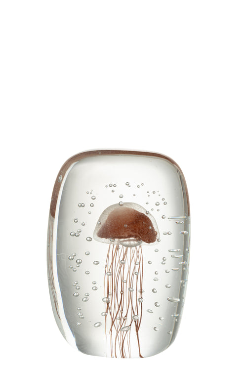 J-Line presse-papier Calypso Vierhoek - glas - transparant/bruin - small