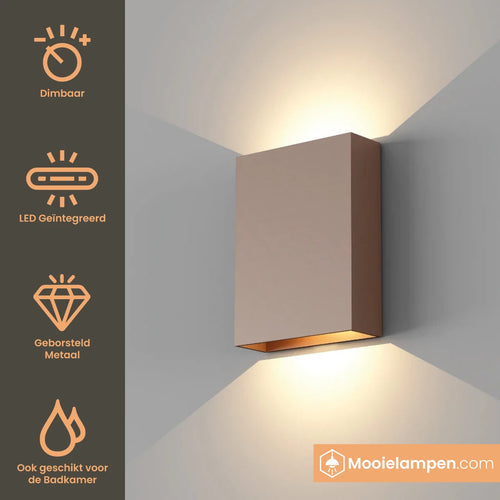 Artdelight wandlamp Memphis - 2 lichts - 4  x 16   cm - brons
