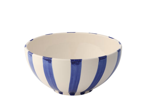 J-Line kom Vis Gestreept - keramiek - donkerblauw - large