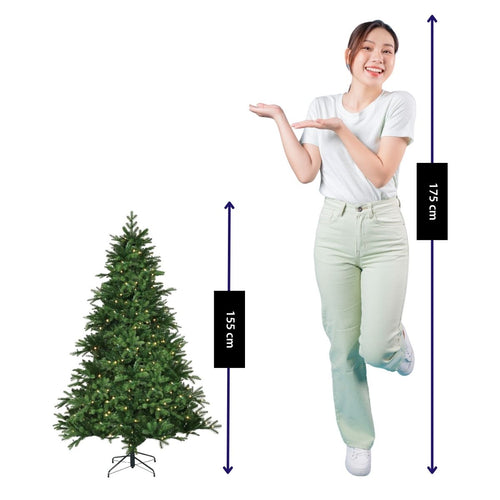 Black Box Trees Brampton Kerstboom met LED Verlichting 140 Lampjes - Kerstversiering voor Binnen met Scharnierconstructie - Kunstboom Realistisch
