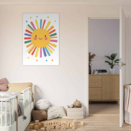 Artfulprints Poster Vrolijke zon   - 70x100 cm - Geel