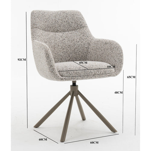 DÉJA Living Eetkamerstoel Noé - Beige/Taupe - Draaibaar - Set van 2 - vtwonen shop