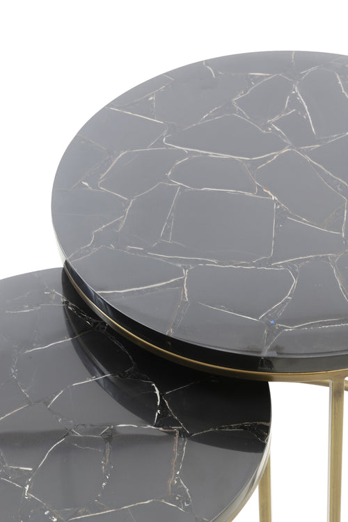 Light & Living bijzettafel SOBRINA - Ø50x52cm - zwart - Set van 2